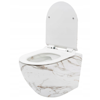 Závesné WC MAXMAX Rea CARLOS RIMLESS - dekor Lava + Duroplast sedátko slim