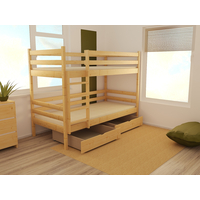 Detská poschodová posteľ z MASÍVU 180x80cm so zásuvkami - PP008