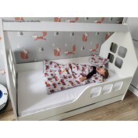 Detská domčeková posteľ KIDHOUSE so zásuvkou - biela - pravá - 160x80 cm