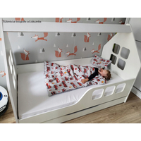 Detská domčeková posteľ KIDHOUSE so zásuvkou - biela - pravá - 160x80 cm