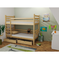 Detská poschodová posteľ z MASÍVU 180x80cm so zásuvkami - M07