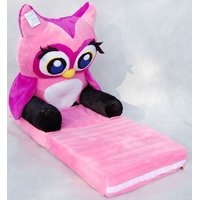 Detské plyšové rozkladacie kresielko SOVIČKA - ružové