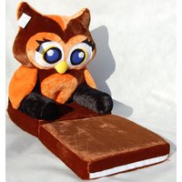 Detské plyšové rozkladacia kresielko sovička - hnedé