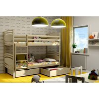 Detská poschodová posteľ z masívu so zásuvkami - PP001