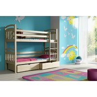 Detská poschodová posteľ z masívu so zásuvkami - PP003