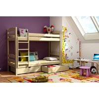 Detská poschodová posteľ z masívu so zásuvkami - PP004