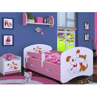 Detská posteľ so zásuvkou 140x70 PSÍK A MAČIČKA