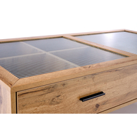 Konferenčný stolík CONSTANTINE - dub prírodný / kov - so zásuvkami