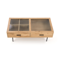 Konferenčný stolík CONSTANTINE - dub prírodný / kov - so zásuvkami