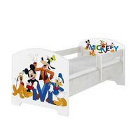 NA SKLADE: Detská posteľ Disney bez šuplíka - MICKEY FRIENDS 140x70 cm - nórska borovica + matrac + 1 dlhá a 1 krátka bariéra