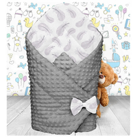 Obojstranná zavinovačka pre bábätká 80x80 cm BABYMAM PREMIUM - Pierka so sivou Minky