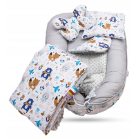Obojstranné hniezdočko (kokon) pre bábätko - BABYMAM PREMIUM set 7v1 - Boho zvieratká so šedou Minky