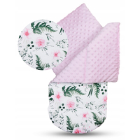 Obojstranné hniezdočko (kokon) pre bábätko - BABYMAM PREMIUM set 7v1 - Kvety v záhrade s ružovou Minky