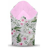 Obojstranné hniezdočko (kokon) pre bábätko - BABYMAM PREMIUM set 7v1 - Kvety v záhrade s ružovou Minky