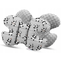 Obojstranné hniezdočko (kokon) pre bábätko - PREMIUM set 7v1 - Veselé pandy so sivou Minky