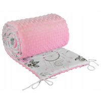 Ochranný mantinel do postieľky 180x30 cm BABYMAM PREMIUM - Lapače snov a kvety s ružovou Minky
