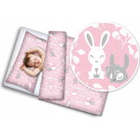 Detské bavlnené obliečky do postieľky 135x100 cm BABYMAM PREMIUM - Ružové králiky