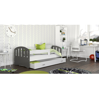 Detská posteľ so zásuvkou HAPPY - 200x90 cm - bielo-šedá
