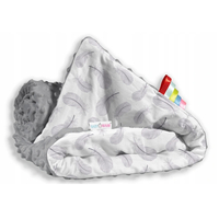 Detská deka do kočíka s vankúšikom a motýlikom - BABYMAM PREMIUM set 3v1 - Pierka so sivou Minky
