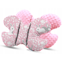 Detská deka do kočíka s vankúšikom a motýlikom - PREMIUM set 3v1 - Ružové králiky s ružovou Minky