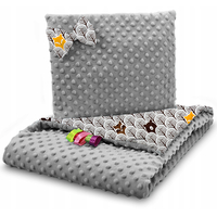 Detská deka do kočíka s vankúšikom a motýlikom - PREMIUM set 3v1 - Škandinávsky les hnedý so sivou Minky