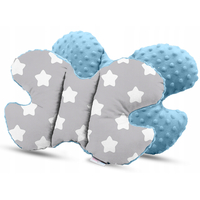 Detská deka do kočíka s vankúšikom a motýlikom - PREMIUM set 3v1 - Veľké biele hviezdičky s modrou Minky