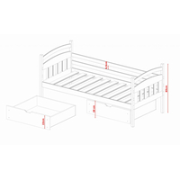 Detská posteľ z masívu borovice TARY so zásuvkami - 200x90 cm - biela