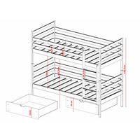 Detská poschodová posteľ z masívu borovice NINA so zásuvkami 200x90 cm - biela