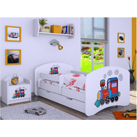 Detská posteľ so zásuvkou 180x90cm SUPER LOKOMOTIVA - biela