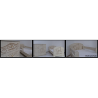 Detská posteľ s výrezom ŽIRAFA - prírodná 140x70 cm - dub sonoma + matrac