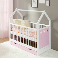 Detská Domčekové postieľka BLANKA so zásuvkou - 140x70 cm - biela / ružová