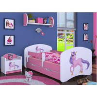 Detská posteľ so zásuvkou 180x90cm Jednorožec - ružová