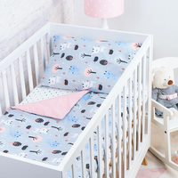 Detské bavlnené obliečky do postieľky 120x90 cm BABY - Zvieratká v lese / púdrová ružová