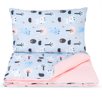 Detské bavlnené obliečky do postieľky 120x90 cm BABY - Zvieratká v lese / púdrová ružová