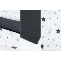 Detské mušelínové plienky BABY 70x80 cm - sada 3 ks - Tmavo šedé hviezdičky