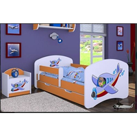 Detská posteľ so zásuvkou 160x80cm LIETADLO - oranžová