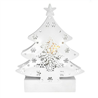 Dekoračný LED vianočný stromček - kovový - 15x11 cm