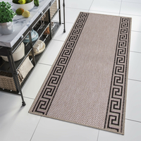 Sisalový PP behúň GREEK - svetlo hnedý / čierny - 100x100 cm