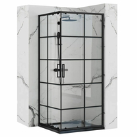 Sprchovací kút maxmax Rea Concept 90x90 cm s mriežkou - čierny