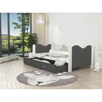 Detská posteľ so zásuvkou Mikoláš - 160x80 cm - šedo-biela - mesiac a hviezdičky