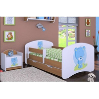 Detská posteľ so zásuvkou 160x80cm MODRÝ MACKO - buk