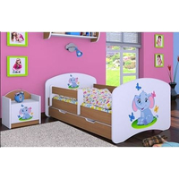 Detská posteľ so zásuvkou 160x80cm SLON A MOTÝLCI - buk