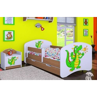 Detská posteľ so zásuvkou 160x80cm ZELENÝ DRAK - buk