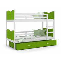 Detská poschodová posteľ so zásuvkou MAX R - 160x80 cm - zeleno-biela - vláčik