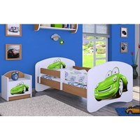 Detská posteľ bez šuplíku 180x90cm ZELENÉ AUTO - buk