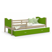 Detská posteľ s prístelkou MAX W - 190x80 cm - zelená / borovica - vláčik