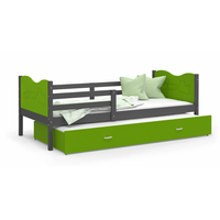 Detská posteľ s prístelkou MAX W - 190x80 cm - zeleno-šedá - vláčik