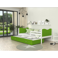 Detská posteľ s prístelkou MAX W - 200x90 cm - zeleno-biela - vláčik