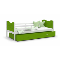 Detská posteľ so zásuvkou MAX S - 160x80 cm - zeleno-biela - vláčik