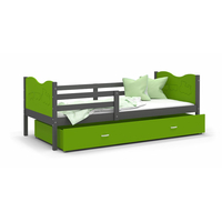 Detská posteľ so zásuvkou MAX S - 160x80 cm - zeleno-šedá - vláčik